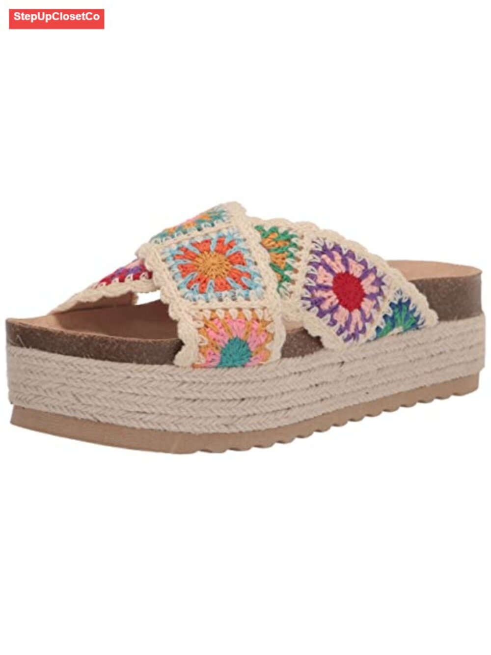Espadrille Wedge Sandals - Cushioned Platform with Ankle Strap